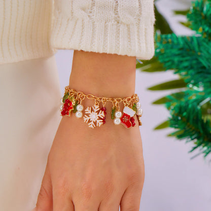 Whimsical Christmas Charm Bracelet For Women Santa Snowman Bell Chain 🎄⛄🎁