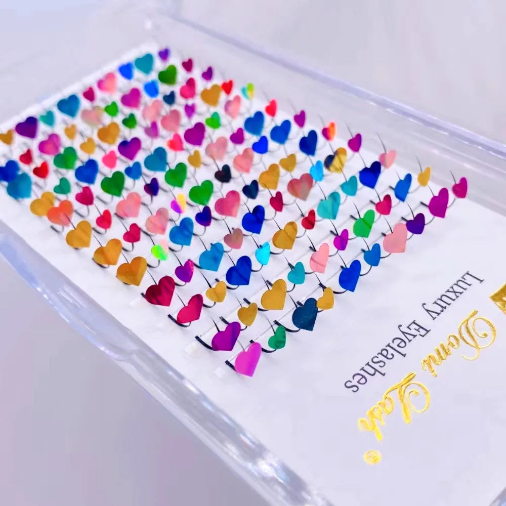 🌸 Kawaii Heart Flower Glitter Lashes 🌟 3D Butterfly Mink Extensions for Whimsical Eye Magic ✨
