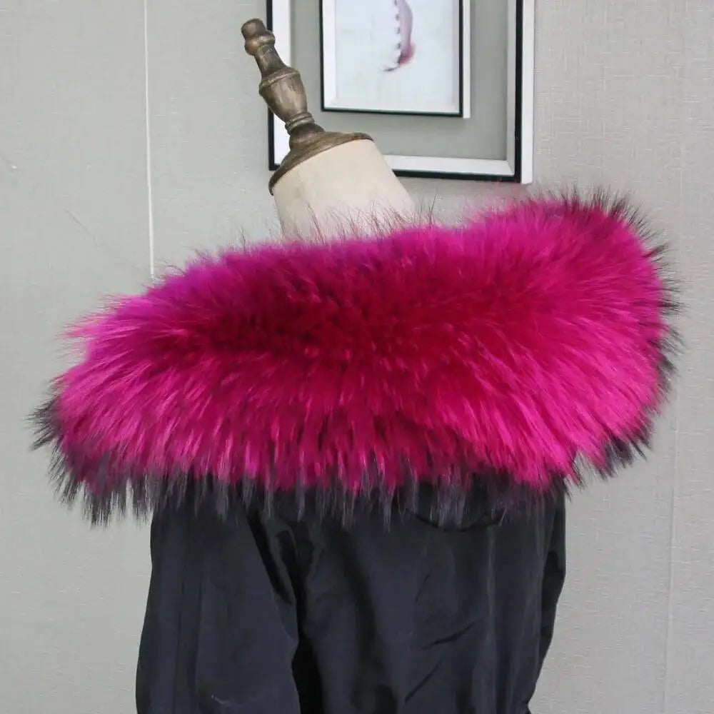 Lux Raccoon Fur Collar Scarf For Women 🧣 Warm Winter Essential