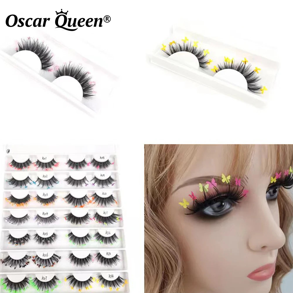 Whimsical Butterfly 3D & 5D Faux Mink Lashes 🌸🦋 | Fluffy Glittery Colorful Eye Makeup