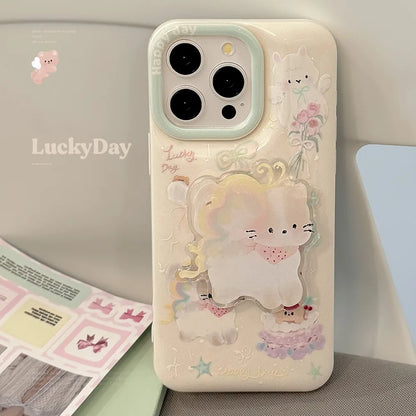 Adorable Cat Angel 🌟🌼 with Bow & Butterfly Soft Phone Case 🌈 for iPhone 11/12/13/14/15 Pro Max