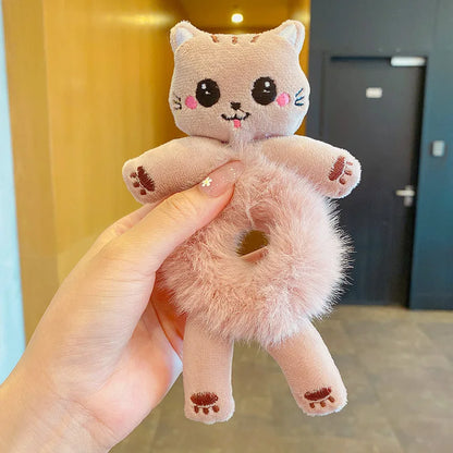 Kawaii Cute Cartoon Animal Hair Ties 🐾✨ - Adorable Plush Headbands for Kids, Safe & Stylish Hair Accessories!