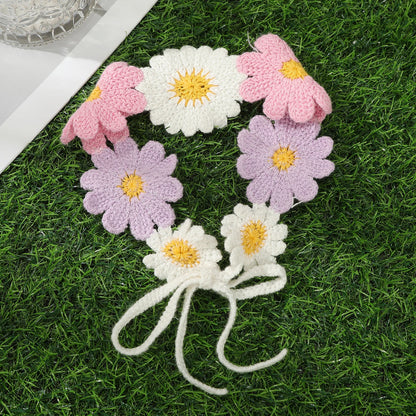 Kawaii Boho Flower Crochet Headband 🌸✨ Vintage Turban Hair Scarf for Women - Fashionable Accessory for Every Season!