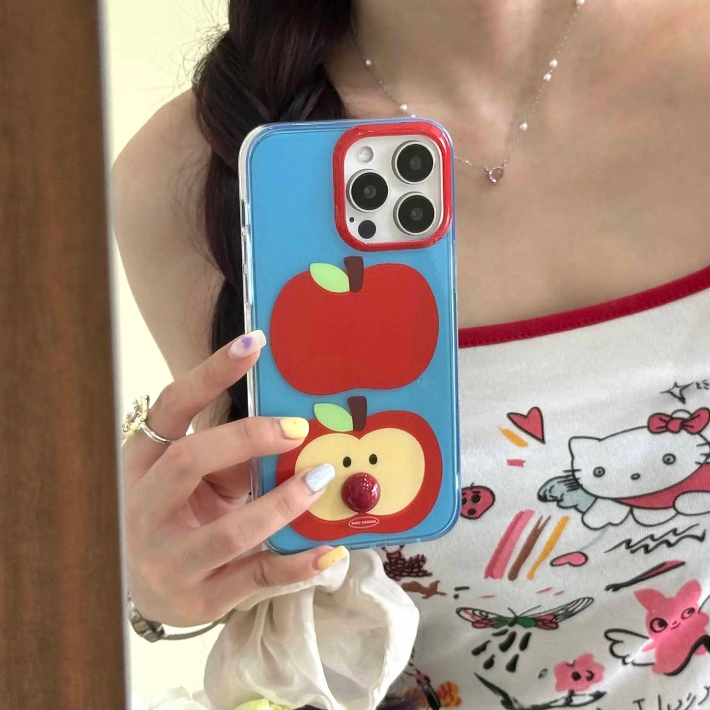 Cute Summer Fruit 3D Ball Phone Case for iPhone 14 Pro Max, 15 Pro, 13 Pro - Kawaii Transparent Blue & Red Design 🍓📱✨