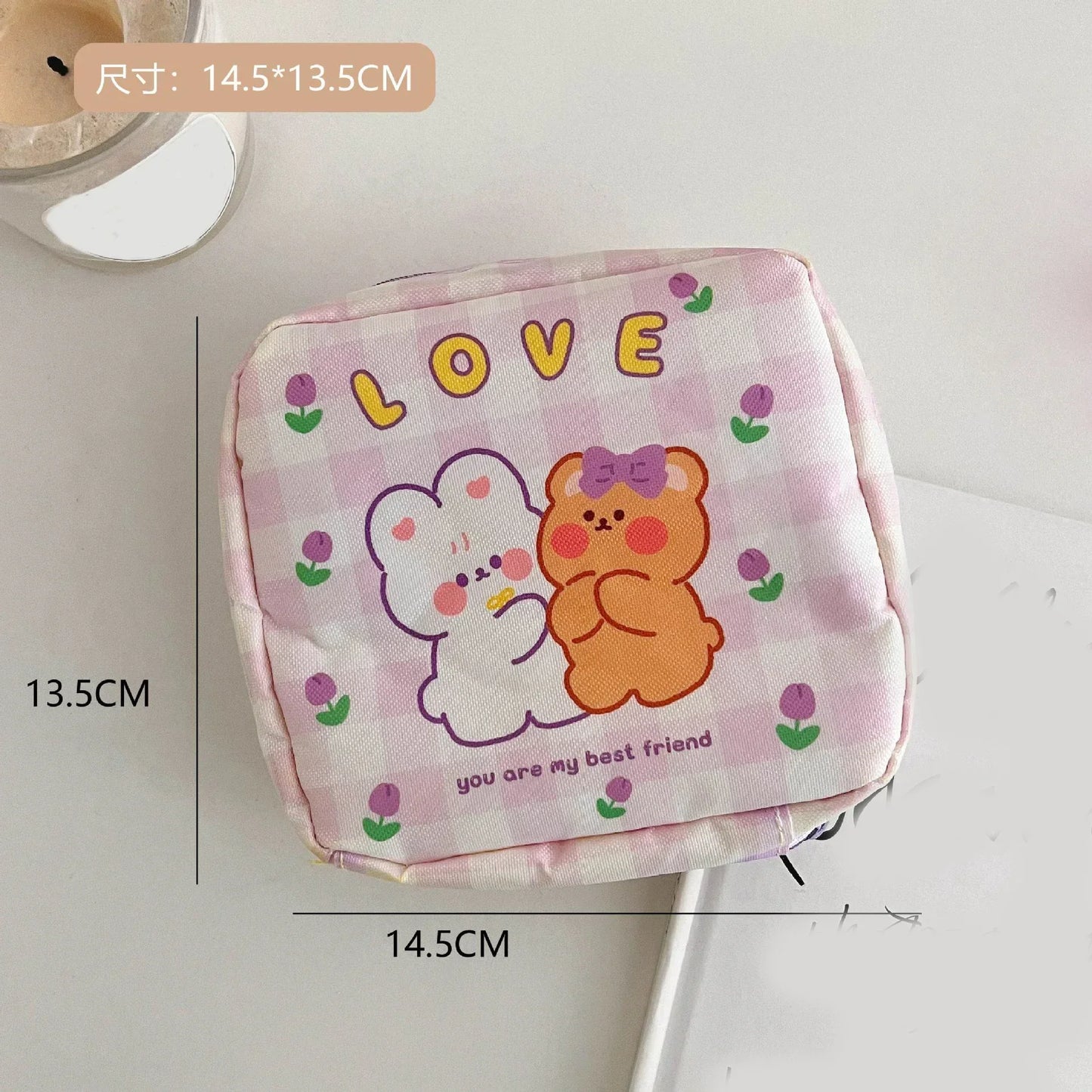 Kawaii Cartoon Cosmetic Pouch 🎀 | Mini Organizer for Makeup, Lipstick & Travel Essentials ✨