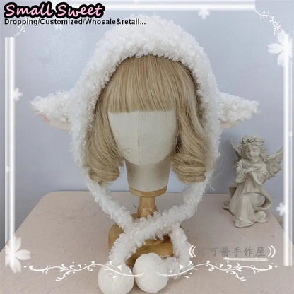 Fluffy Sheep Ears Beanie For Women Warm Winter Y2K Gothic Lolita Style 🐑❄️