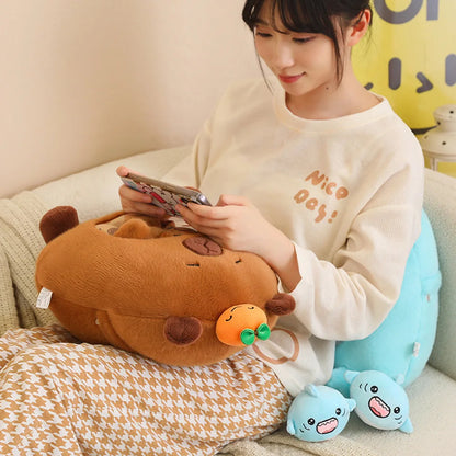 Kawaii Capybara Shark Snack Bag Plush 🦈✨ - Super Soft Cartoon Cushion Pillow for Fun Room Decor & Unique Gifts 🎁💕