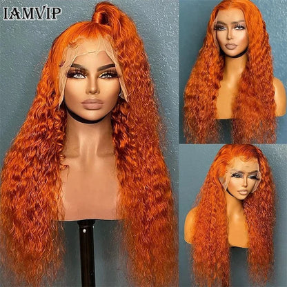 Kawaii Orange Ginger Curly Lace Front Wig 🌟✨ | Glueless Deep Wave 13x4 & 13x6 HD Lace Frontal 💖 | Soft & Bouncy Human Hair Wig 🦄