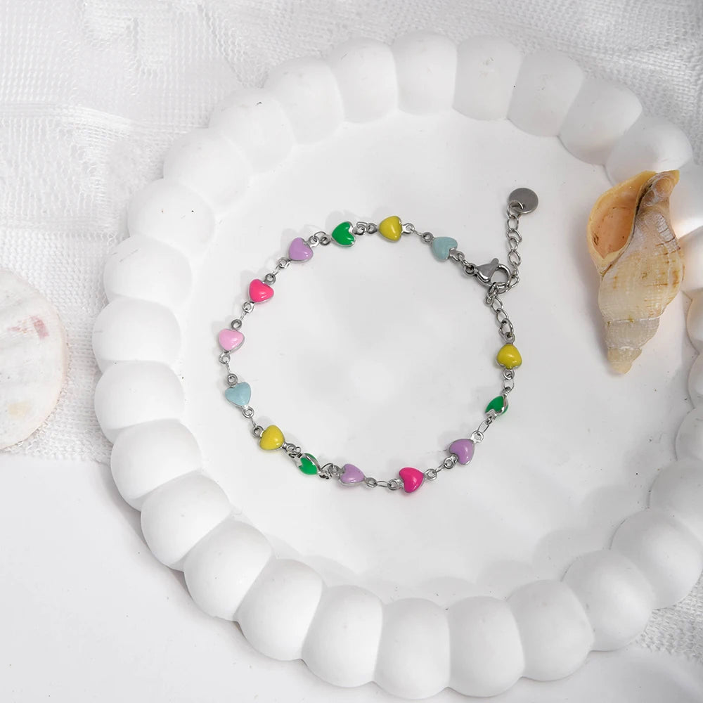 Charming Heart Shaped Chain Bracelet Stainless Steel 14K Plated Chic Jewelry For Women 💗💎✨