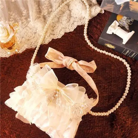 Kawaii Elegance: Cute Lolita Lace Handheld Purse with Bow 🎀✨ - Luxury Crossbody Bag for Trendy Women! 👜💕