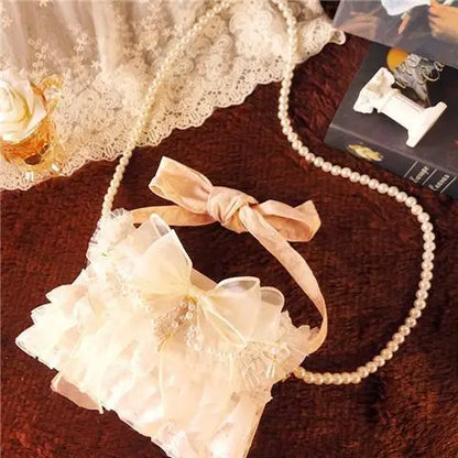 Kawaii Elegance: Cute Lolita Lace Handheld Purse with Bow 🎀✨ - Luxury Crossbody Bag for Trendy Women! 👜💕