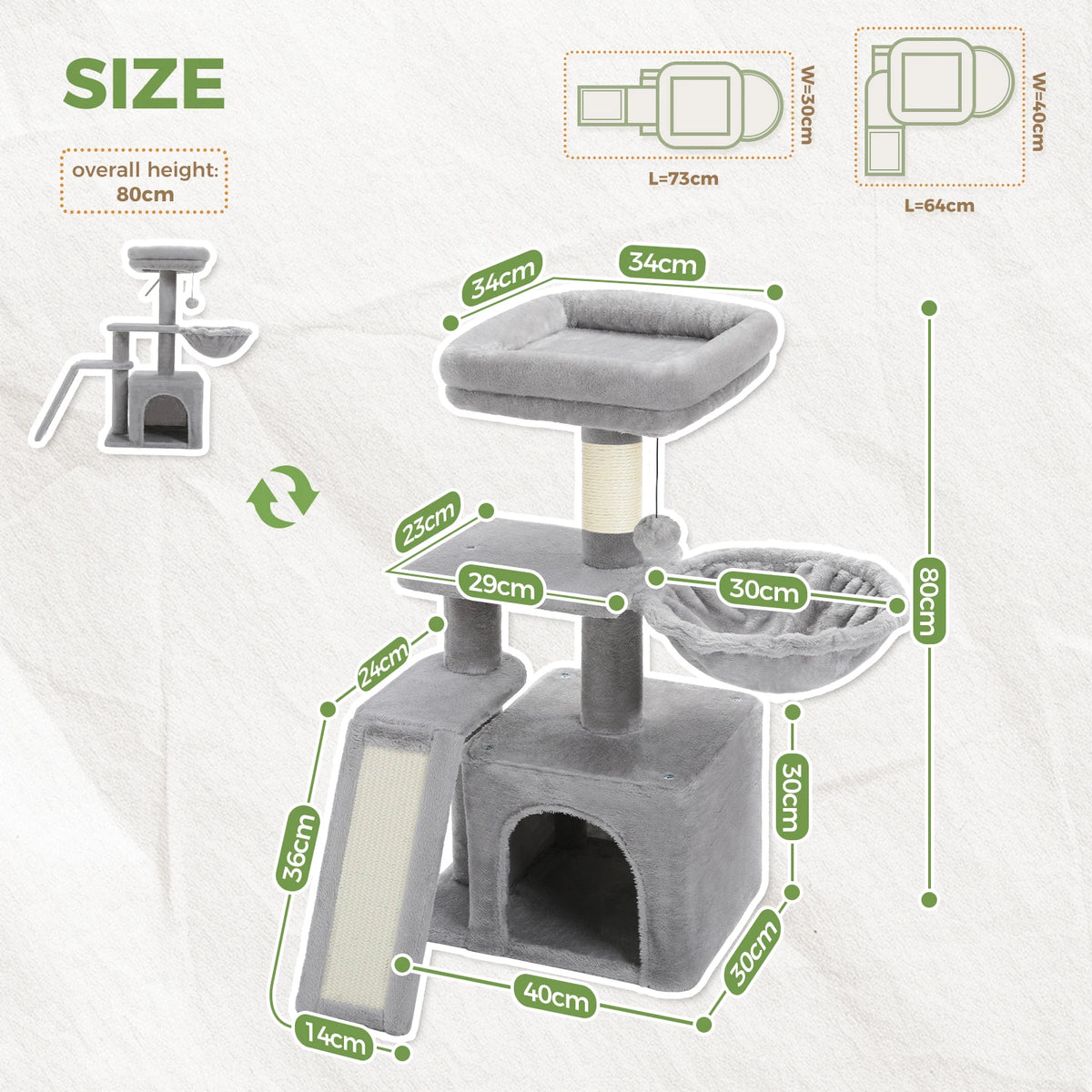 Whisker Wonderland Cat Tree Tower For Indoor Cats Grey Two Styles With Scratching Posts Hammock Top Perch 🐱🪵