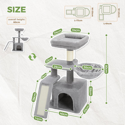 Whisker Wonderland Cat Tree Tower For Indoor Cats Grey Two Styles With Scratching Posts Hammock Top Perch 🐱🪵