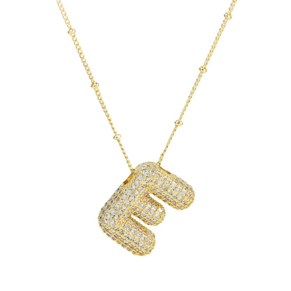Kawaii CZ Zircon Balloon Initial Necklaces 🎈✨ A-Z Alphabet Bubble Letter Pendants for Trendy Women 💖 Fashion Jewelry
