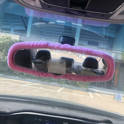 Kawaii Plush Pig & Bear Rear View Mirror Cover 🐷🐻 | Cute Elastic Car Accessory for a Whimsical Touch! 🌟✨