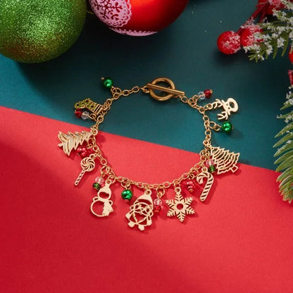 Whimsical Christmas Bracelet With Santa Snowman Star Pendant Jewelry Adjustable🎄