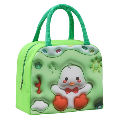 Kawaii 3D Animal Pattern Bento Bag 🐻🍱 | Large Capacity Insulated Lunch Tote for Kids & Adults 🌈✨