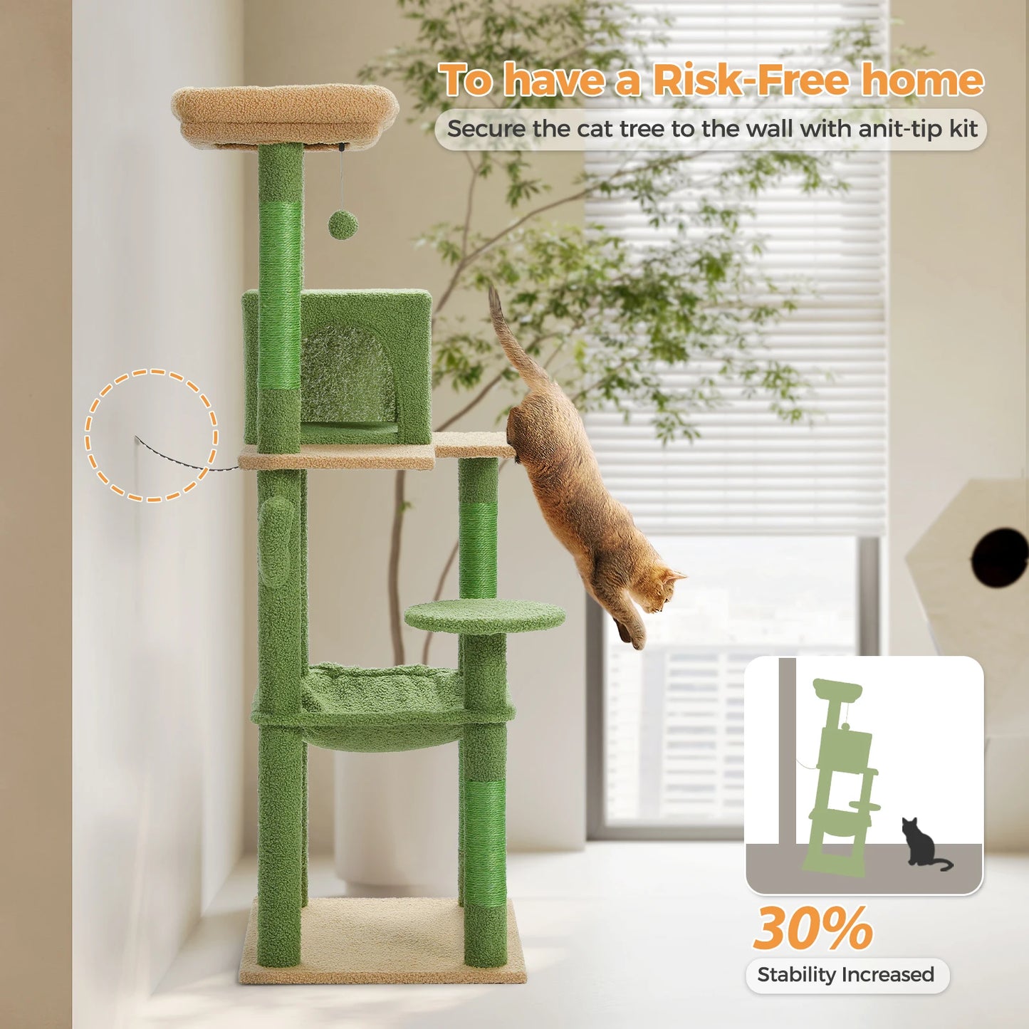 Cactus Cat Tree Tower For Large Cats 🐱🌵 5 Tier Indoor Condo With Top Perch