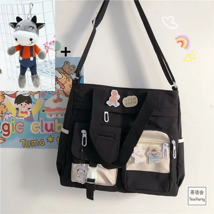 Kawaii Nylon Waterproof Satchel 👜✨ | Adorable Japanese Crossbody Messenger Bag for Students & Girls 🎒💖