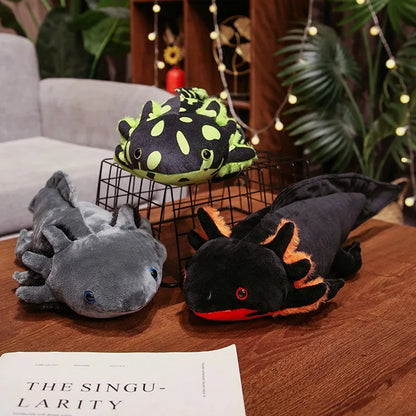 ]Colorful Axolotl Plushie 🌈✨ - Cute Salamander Stuffed Toy for Kids 🎁🐾 - Birthday Gift in Pink, Yellow, Grey & Blue