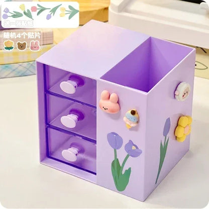 Cute Kawaii Pen Holder & Pencil Organizer 🐾🌈 - Adorable Multi-Functional Storage Box for Your Desk!