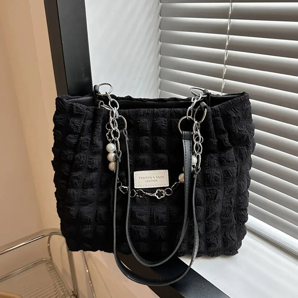 Kawaii Quilted Plaid Tote Bag 🎀✨ - Chic Soft Fabric Shoulder Purse for Stylish Ladies 💖
