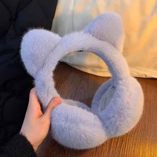Plush Cat Ear Earmuffs For Winter Warmth Foldable Ear Covers 🐱❄️