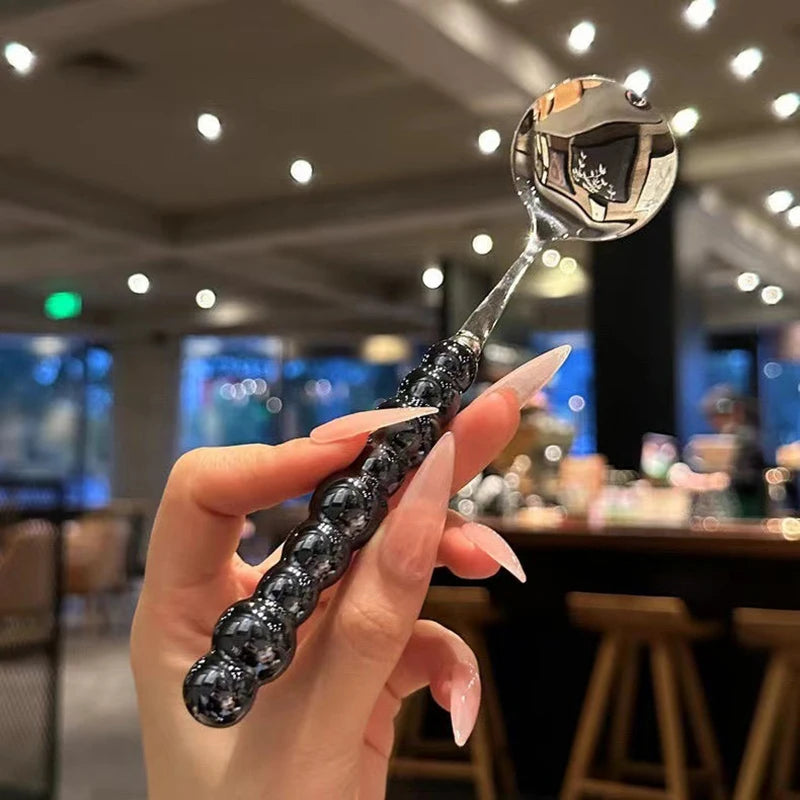 Kawaii Pearl Handle Spoon 🍦✨ | Adorable Stainless Steel Dessert Spoon for Ice Cream & Treats 🍰🌈