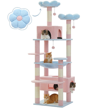 🌟 Cuddle Castle: 184cm Cat Adventure Tower with Cozy Hammocks & Scratching Fun! 🐾🏰