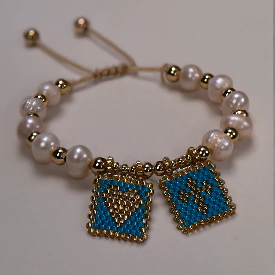 Woven Pearl Cross Heart Bracelet Beaded Miyuki Boho Christian Religious Charm Jewelry Womens 2023 Fashion Love Blessing Gift