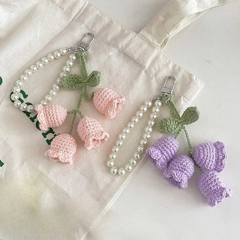 Pastel Handmade Crochet Flower Keyring For Bags And Cars 🧶🌸 Cute Gift