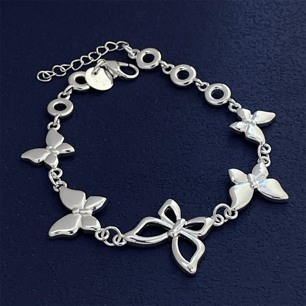 Kawaii 925 Sterling Silver Butterfly Bracelet 🦋✨ | Adorable Women's Engagement Jewelry Gift