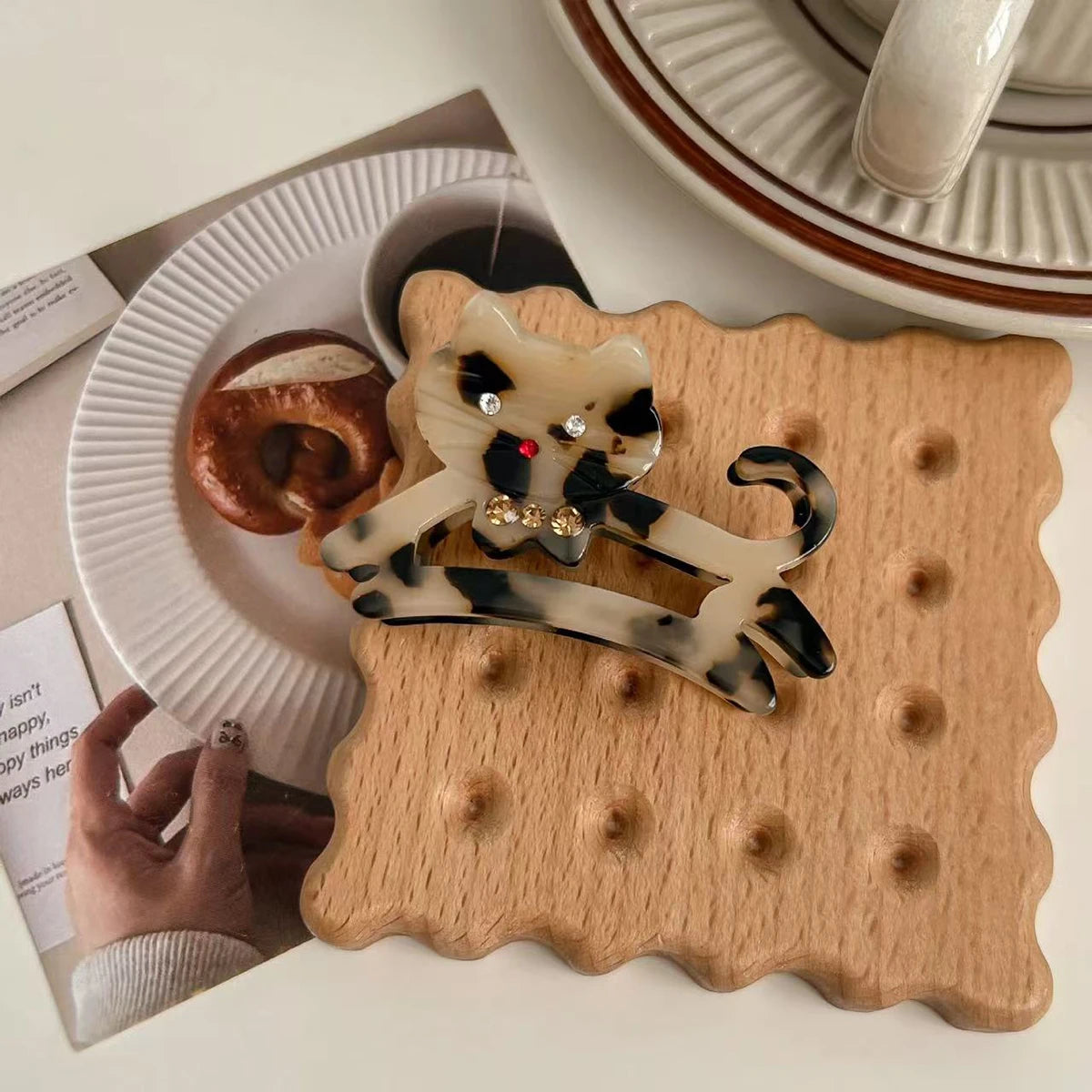 Korean Cute Cat Hair Clip for Half Ponytail Women 🐱✨ Sweet Bow Accent