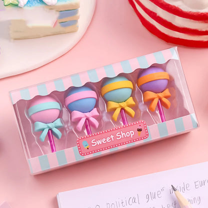 Kawaii Lollipop Ice Cream Erasers 🍭🍦 - Fun Rubber Pencil Erasers for Kids | Adorable Stationery Supplies!