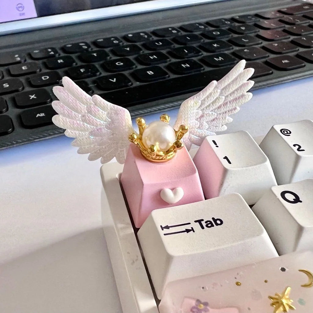 Kawaii Angel Wing Keycap 🌈✨ - Adorable Fairy Touch for Cherry Mechanical Keyboards! 🎹💕