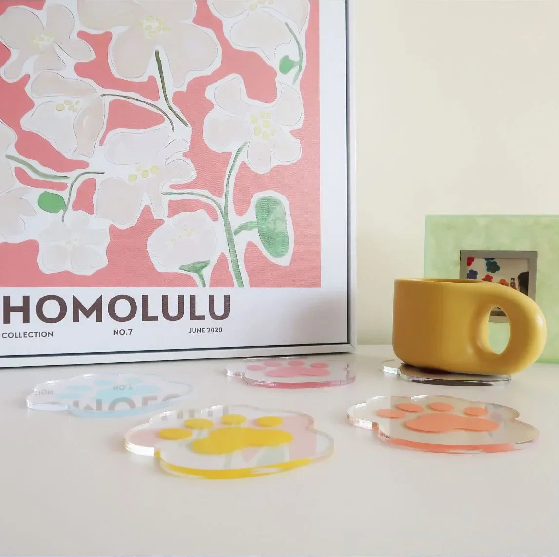 Kawaii Cat Paw Coaster 🌈 | Cute Acrylic Heat Insulated Cup Holder 🐾 | Adorable Home & Kitchen Decor!