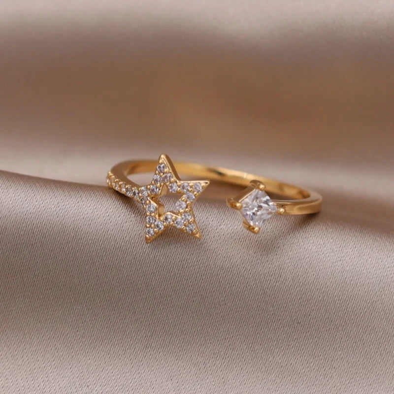Kawaii Love Crystal Ring 💖✨ - 14K Gold Plated Heart Design for Elegant Daily Wear! 🌟💍