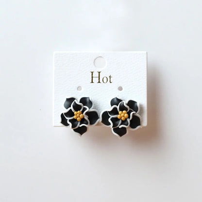 Trendy Handmade Polymer Clay Flower Earrings, 3D Floral Studs for Women,Lightweight Boho Statement Jewelry, Chic Gift