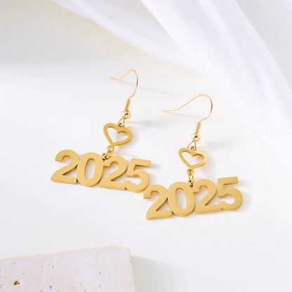 Kawaii 2025 Heart & Star Earrings ✨💖 Trendy Digital Symbols for New Year Celebrations! 🎉👂