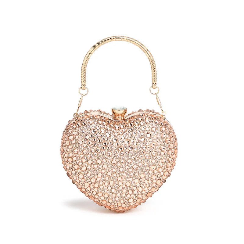 Sparkling Kawaii Heart-Shaped Crystal Clutch 🌟💖 | Rhinestone Evening Bag for Weddings & Parties 🎉✨