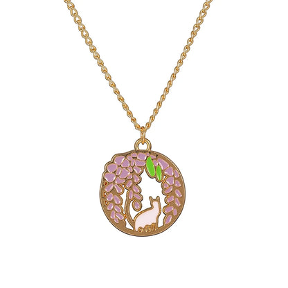 🐰✨ Adorable Sakura Bunny & Cat Pendant Necklace - Cute Charm for Trendy Ladies! 🌸💖 - Pixie Quill