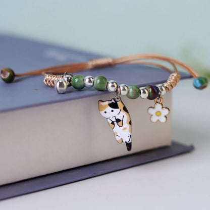Sweet Cute Animal Cat Dog Paw Flower Bells Pendant Bracelets For Women Girls Simple Cartoon Rabbit Bracelet Friendship Jewelry