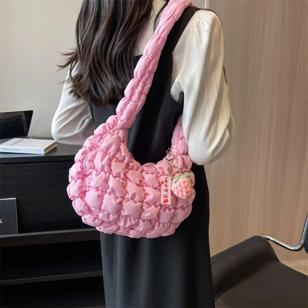 Kawaii Cloud Padded Crossbody Bag 🌈✨ - Cute Ruched Tote for Trendy Women! 🌸💖