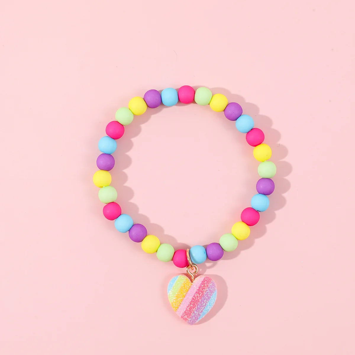 Kawaii Heart Charm Necklace & Bracelet Set 🎀💖 | Adorable Children's Jewelry Gift with Colorful Beads for Girls 🌈✨