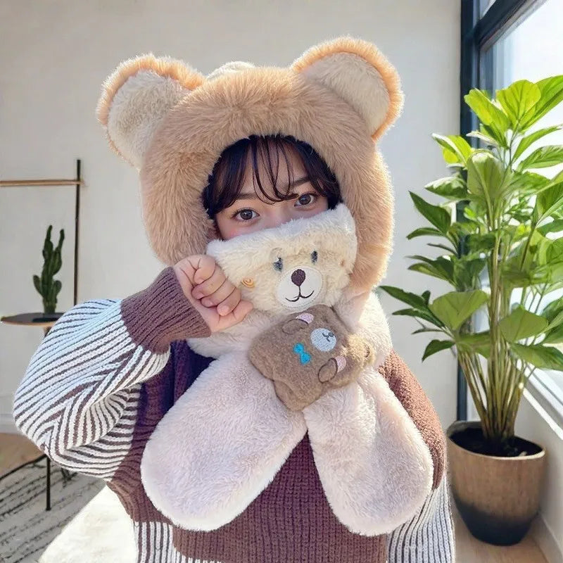 Winter Kids Scarf Hat Mask Set Plush Beanie 1-6 Years ❄️🧣🐻