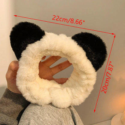 Plush Panda Ears Headband For Women Wash Face Holder Hair Accessory 🐼✨