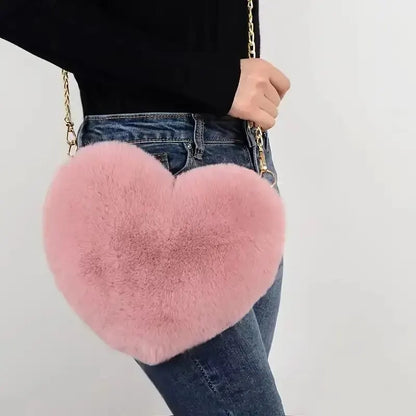 💕 Adorable Heart Plush Crossbody Bag 🎀 Cute Zipper Purse for Valentine's Day 💖