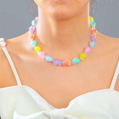 🌈💕 Adorable Heart Bead Choker Necklace for Trendy Girls 🌟✨