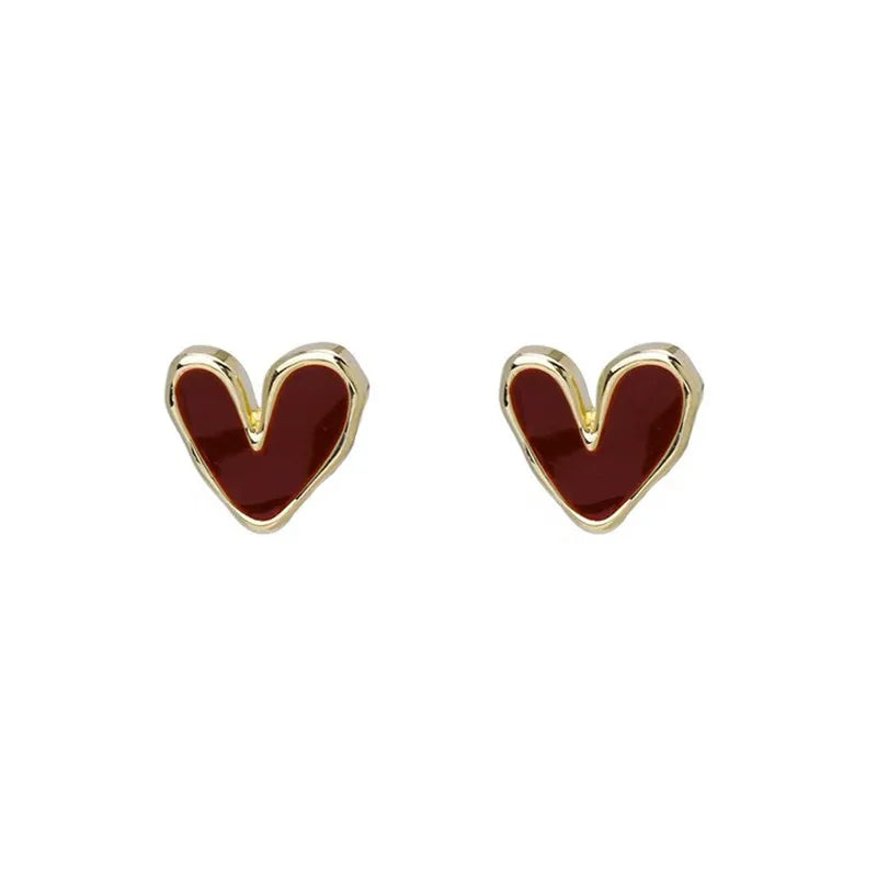 Charming Kawaii Red Heart Stud Earrings 💖✨ - Adorable Jewelry for Romantic Moments & Gifts! 🎁