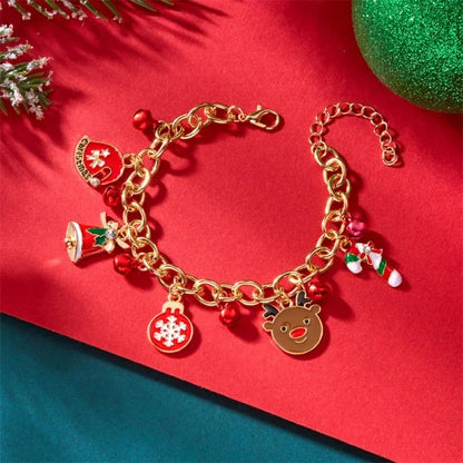 Whimsical Christmas Bracelet With Santa Snowman Star Pendant Jewelry Adjustable🎄